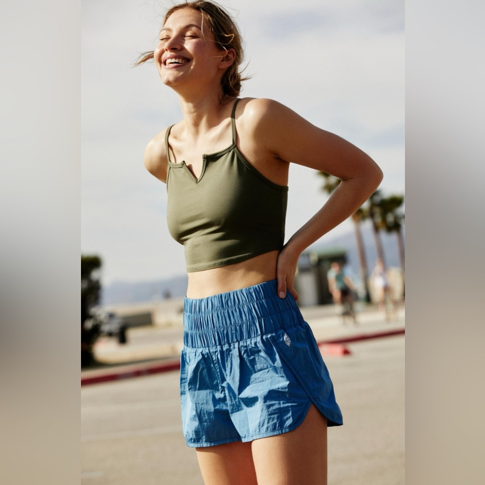 FP Movement XS The Way Home high rise shorts in blue